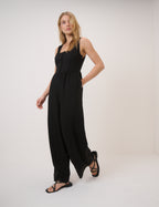 Black Linen-Blend Cora Jumpsuit