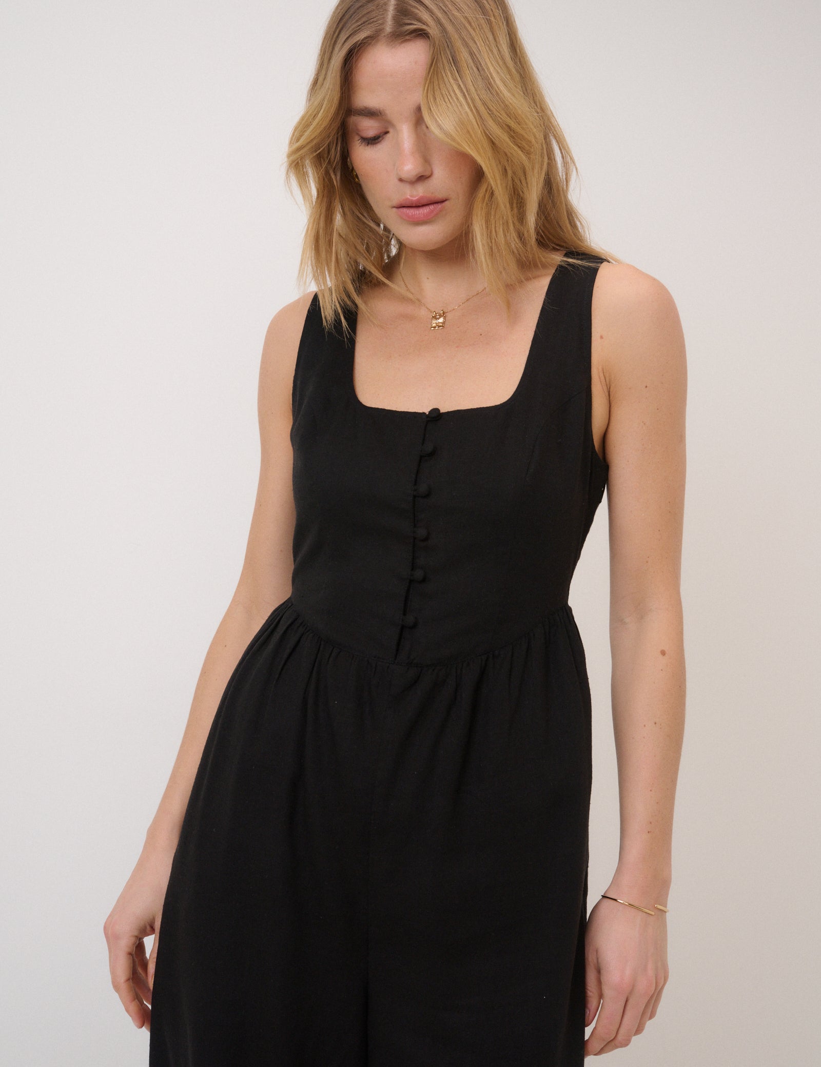 Black Square Neck Cora Jumpsuit