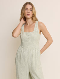 Green Pinstriped Cora Jumpsuit