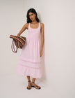 Pink Scoop Neck Everleigh Midi Dress