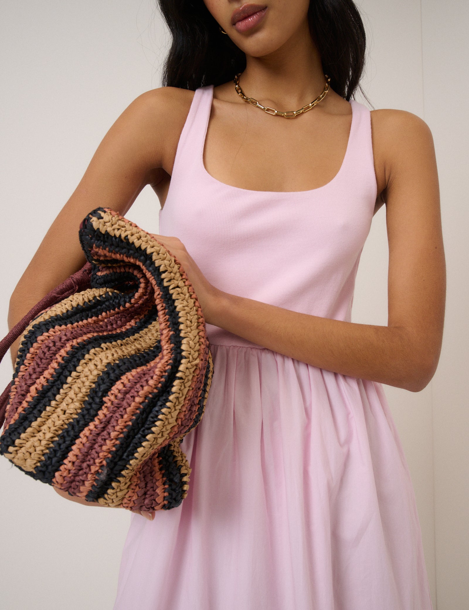 Pink Scoop Neck Everleigh Midi Dress