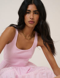 Pink Scoop Neck Everleigh Midi Dress