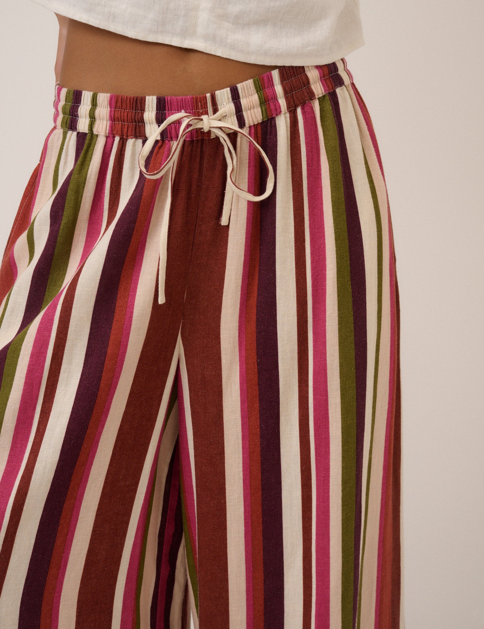 Multi-Coloured Split Hem Wide Leg Trousers