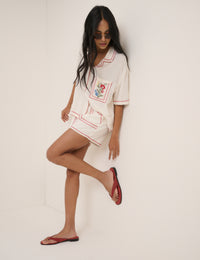 White Embroidered Shorts