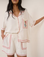 White Embroidered Shorts