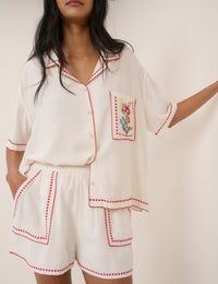 White Embroidered Shorts