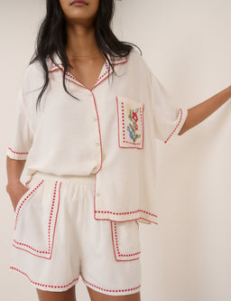 White Embroidered Shorts