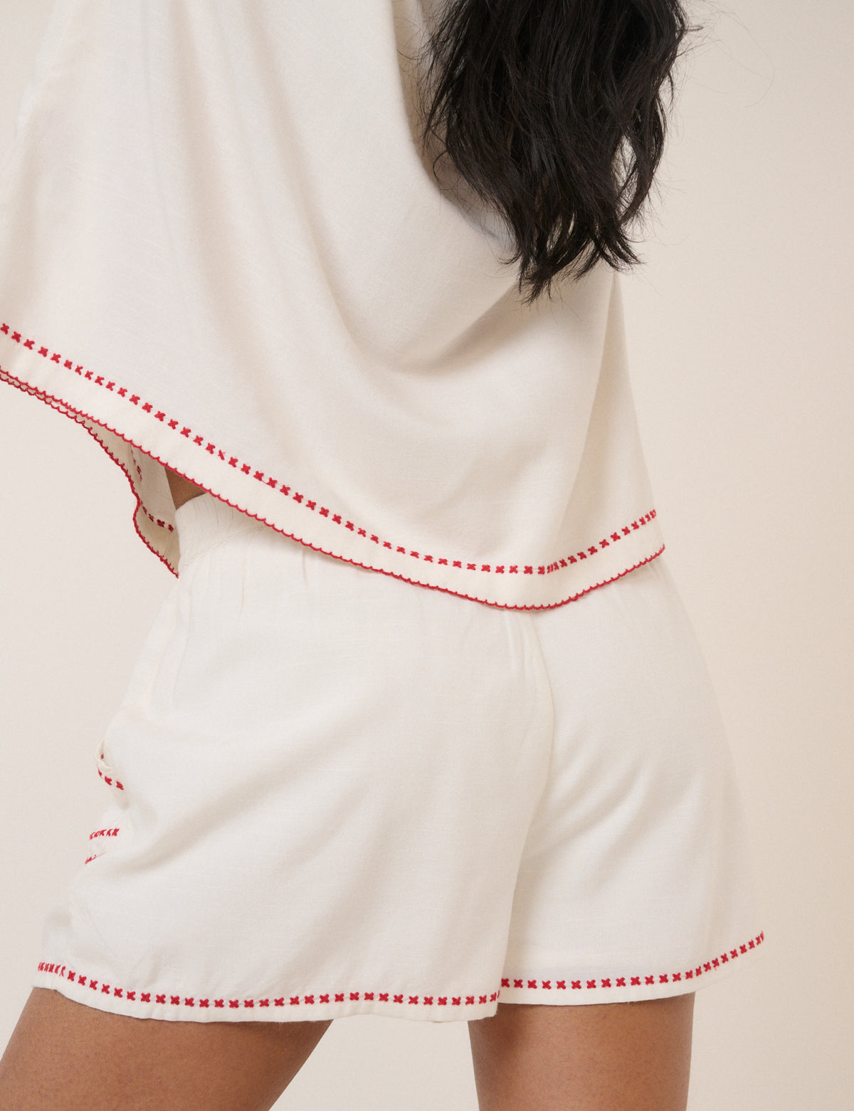 White Embroidered Shorts