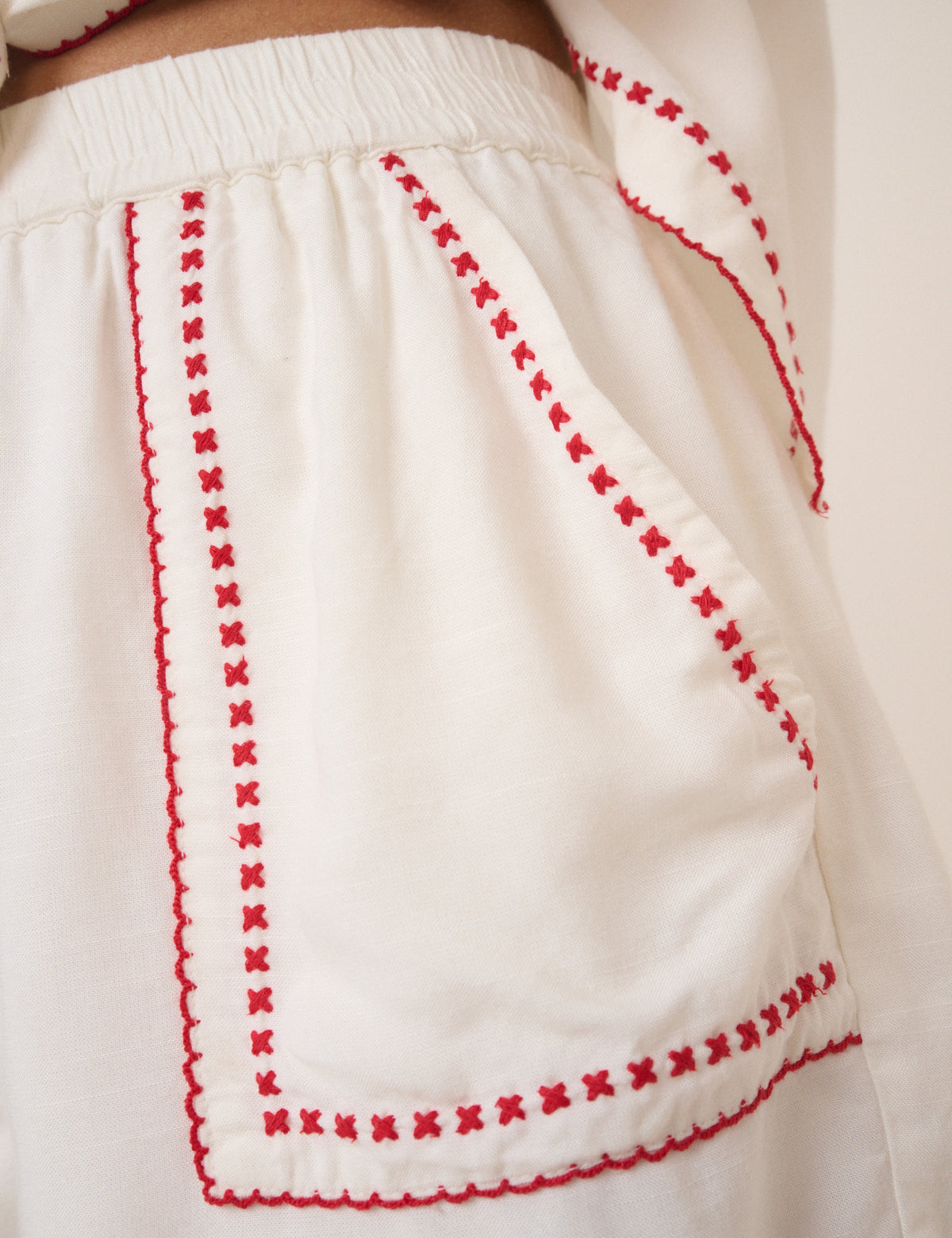 White Embroidered Shorts