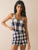 Navy Gingham Mini Shorts
