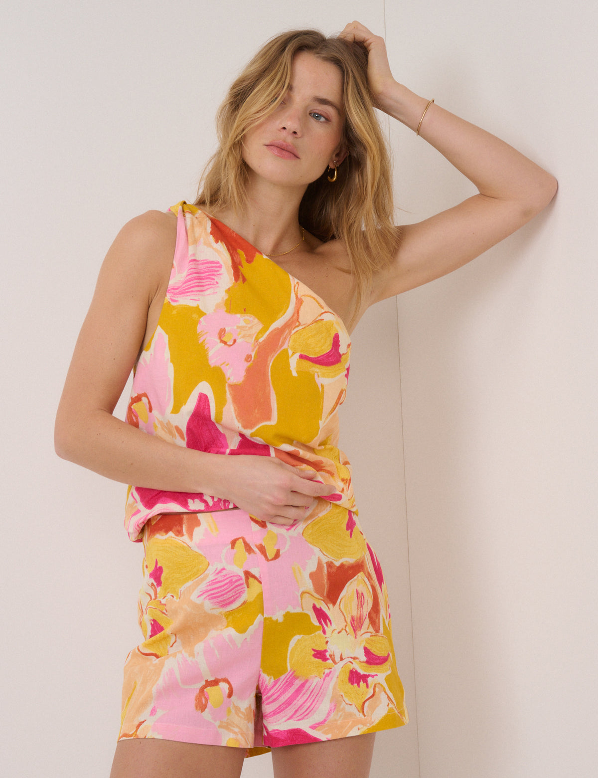 Yellow Floral Connie Mini Shorts