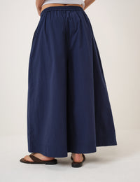 Navy Wide Leg Palazzo Trousers