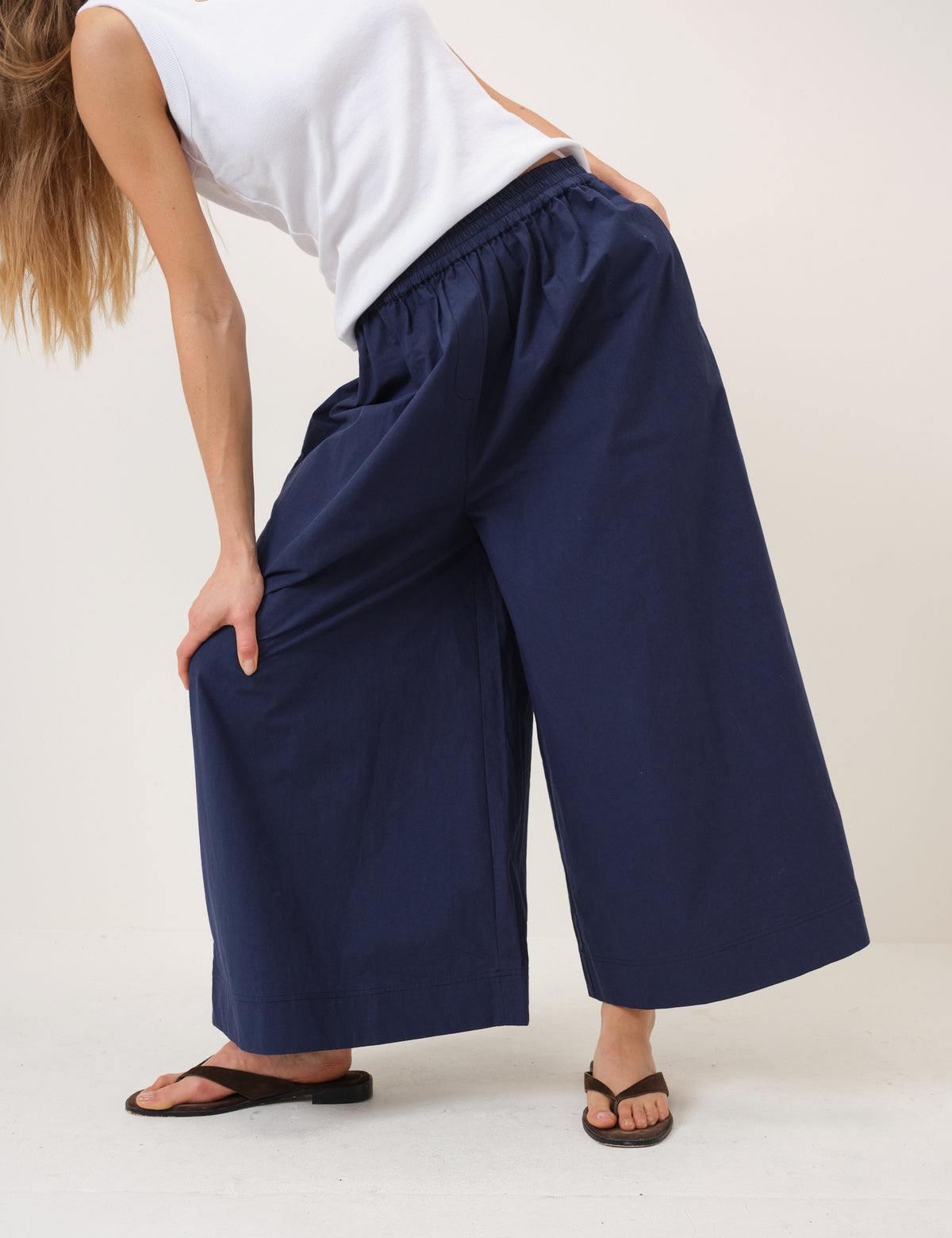 Navy Wide Leg Palazzo Culottes