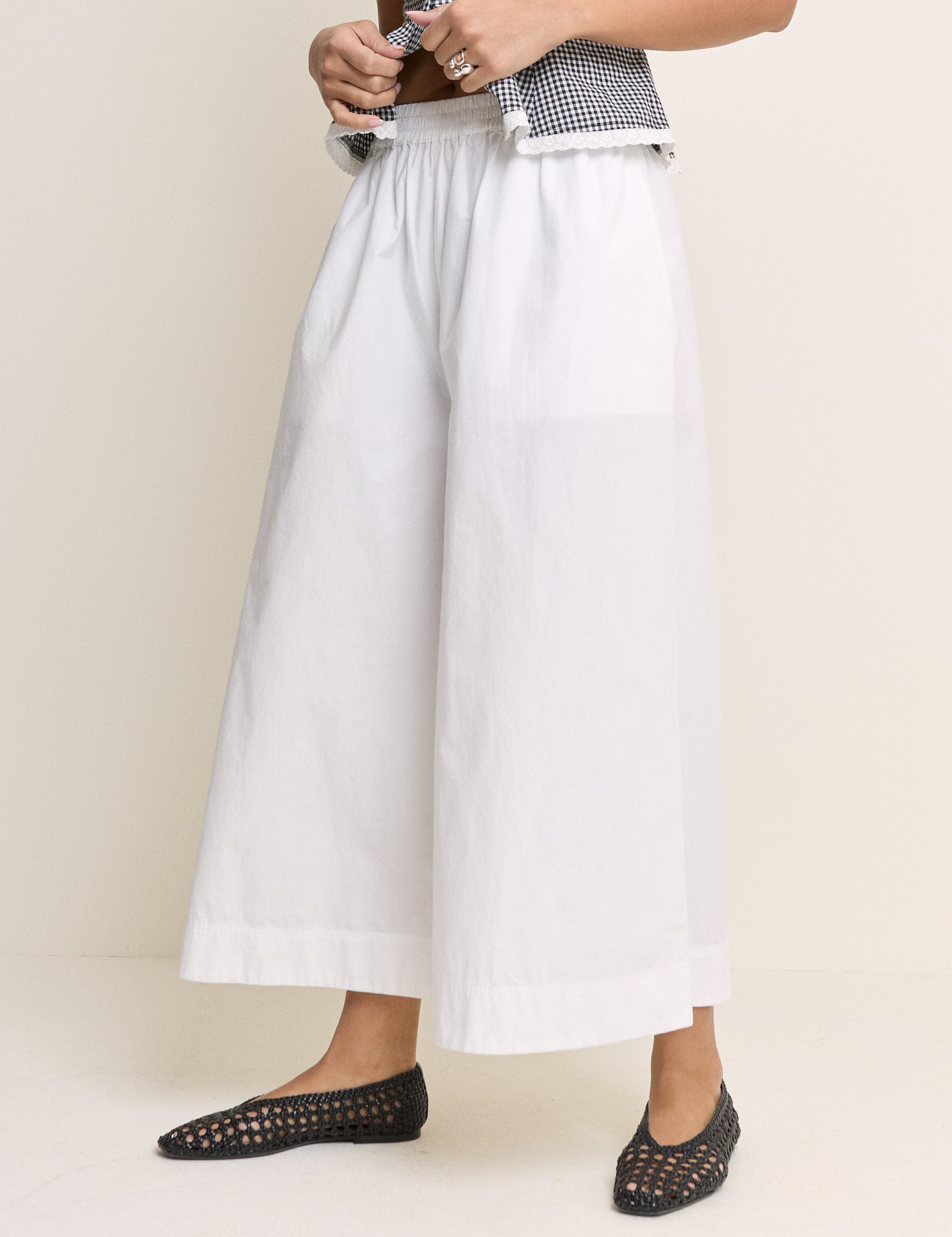 White Wide Leg Palazzo Trousers