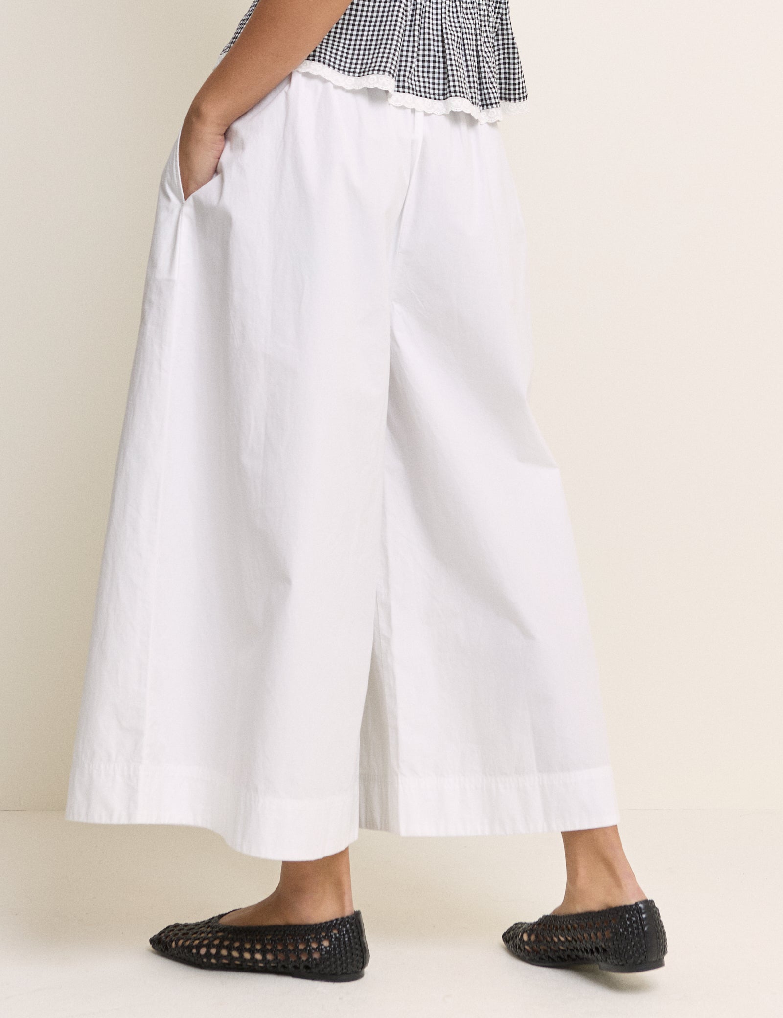 White Wide Leg Palazzo Trousers