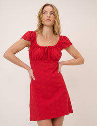 Red Embroidered Jersey Melissa Mini Dress