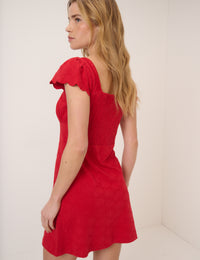 Red Embroidered Jersey Melissa Mini Dress