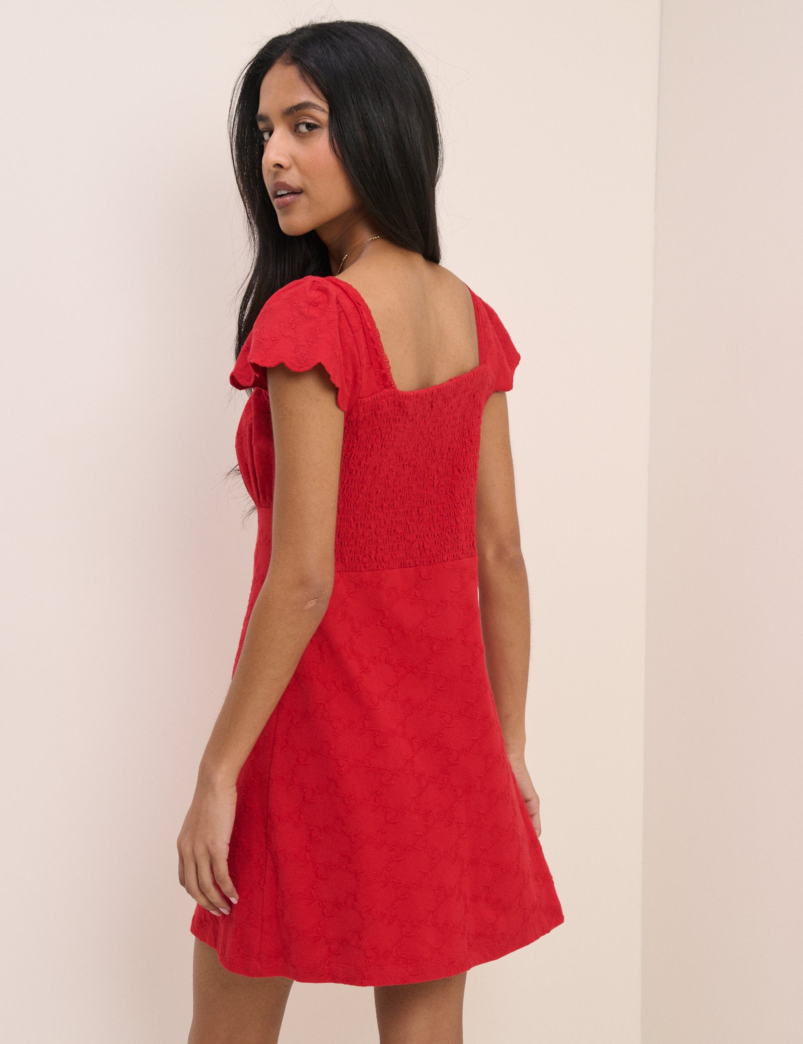 Red Embroidered Jersey Melissa Mini Dress
