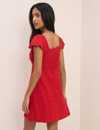 Red Embroidered Jersey Melissa Mini Dress