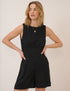 Black Linen-Blend Playsuit