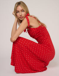 Red Polka Dot Hattie Midi Dress