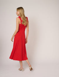 Red Polka Dot Hattie Midi Dress