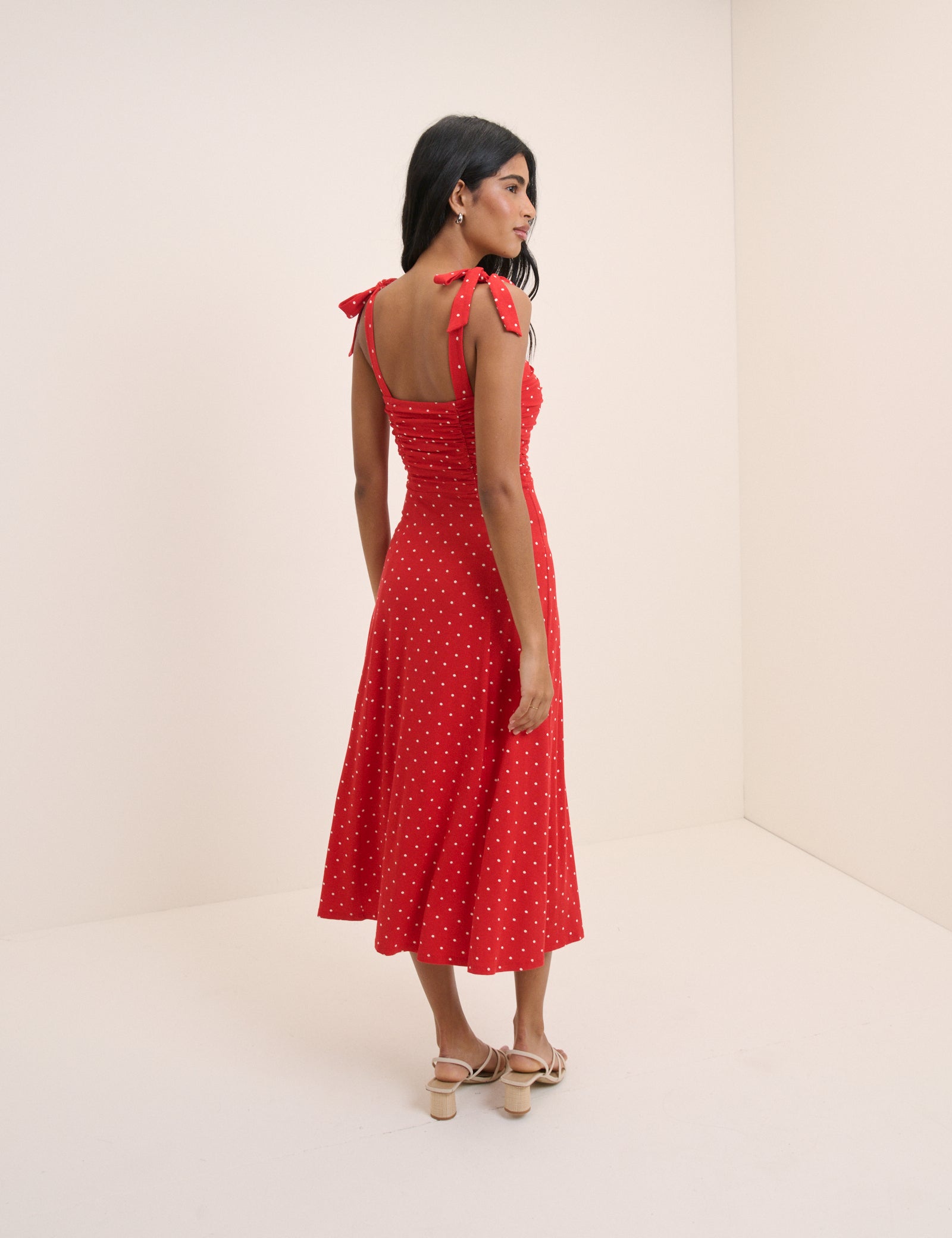 Red Polka Dot Hattie Jersey Midi Dress