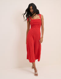 Red Polka Dot Hattie Jersey Midi Dress