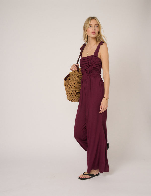 Purple Square Neck Hattie Jersey Jumpsuit
