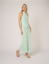 Mint Green Floral Jacquard Fifi Maxi Dress