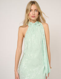 Mint Green Floral Jacquard Fifi Maxi Dress
