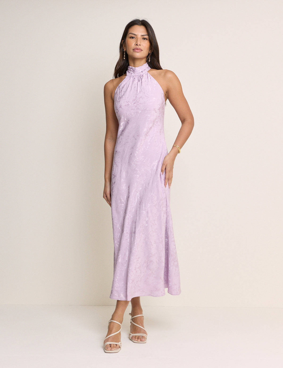 Lilac Floral Jacquard Fifi Maxi Dress