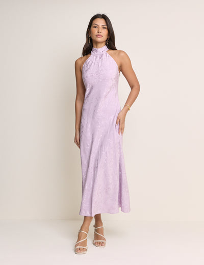 Lilac Floral Jacquard Fifi Maxi Dress