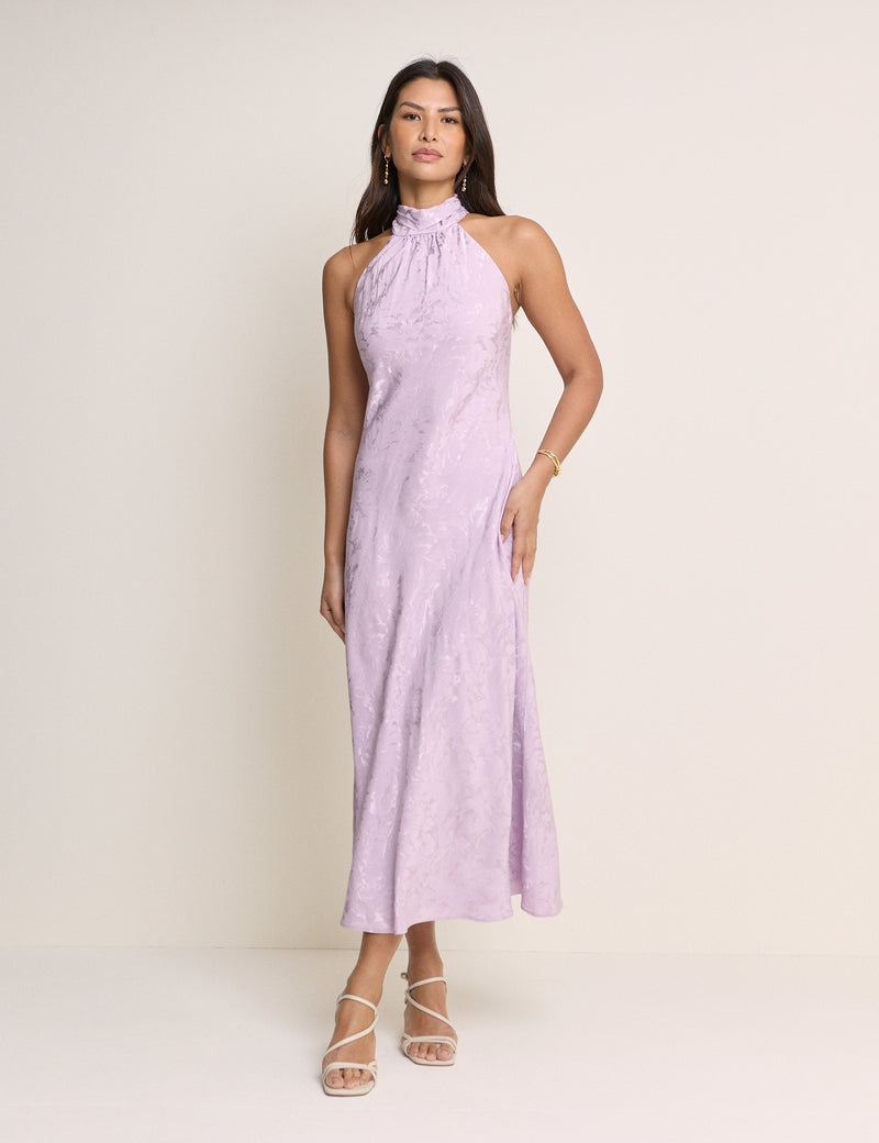 Lilac Floral Jacquard Fifi Maxi Dress