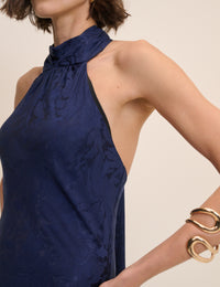 Navy Floral Jacquard Fifi Midi Dress