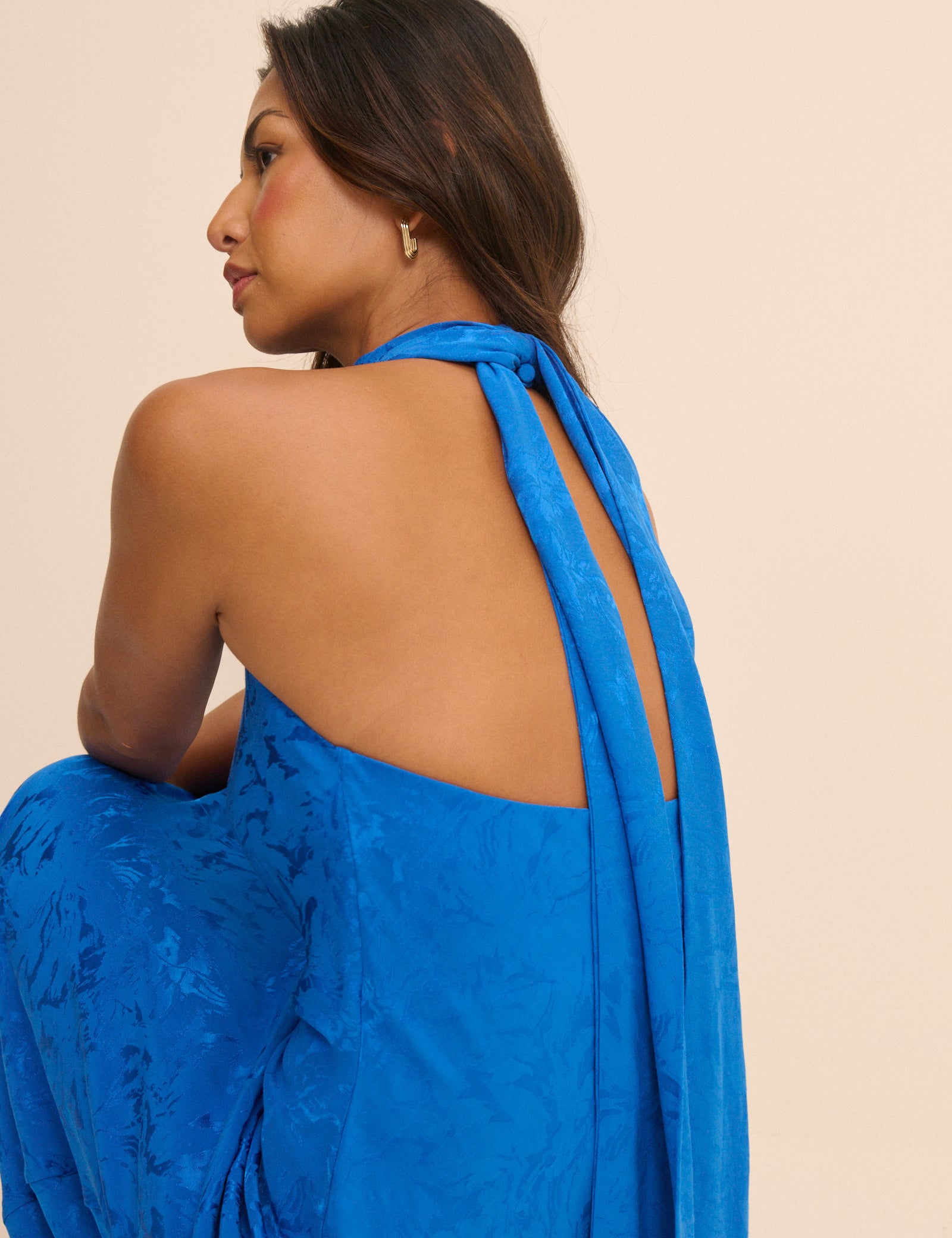Cobalt Blue Jacquard Fifi Maxi Dress