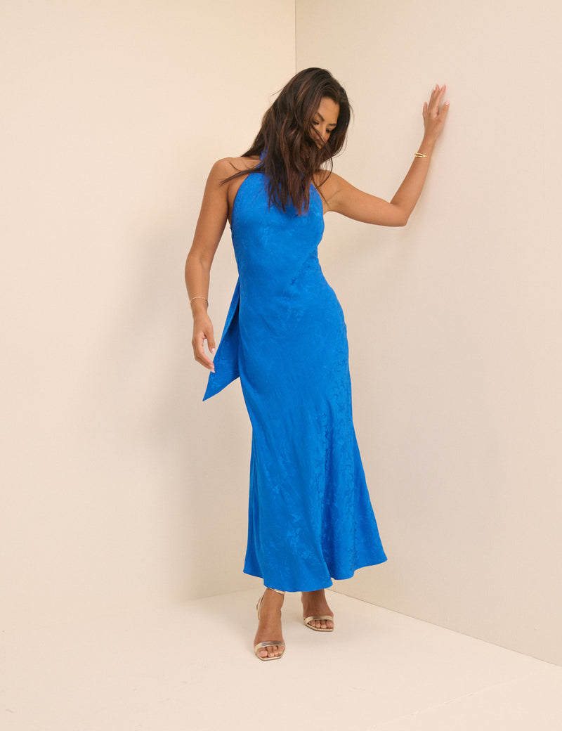 Cobalt Blue Jacquard Fifi Maxi Dress