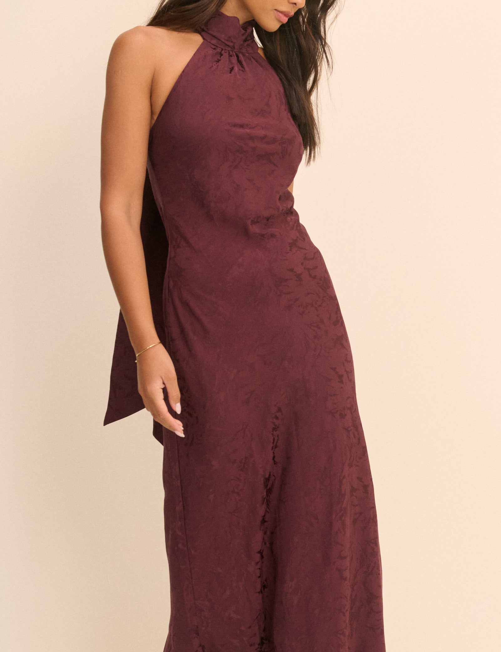 Plum Floral Jacquard Fifi Maxi Dress