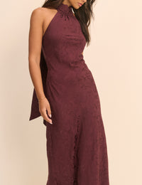 Plum Floral Jacquard Fifi Maxi Dress