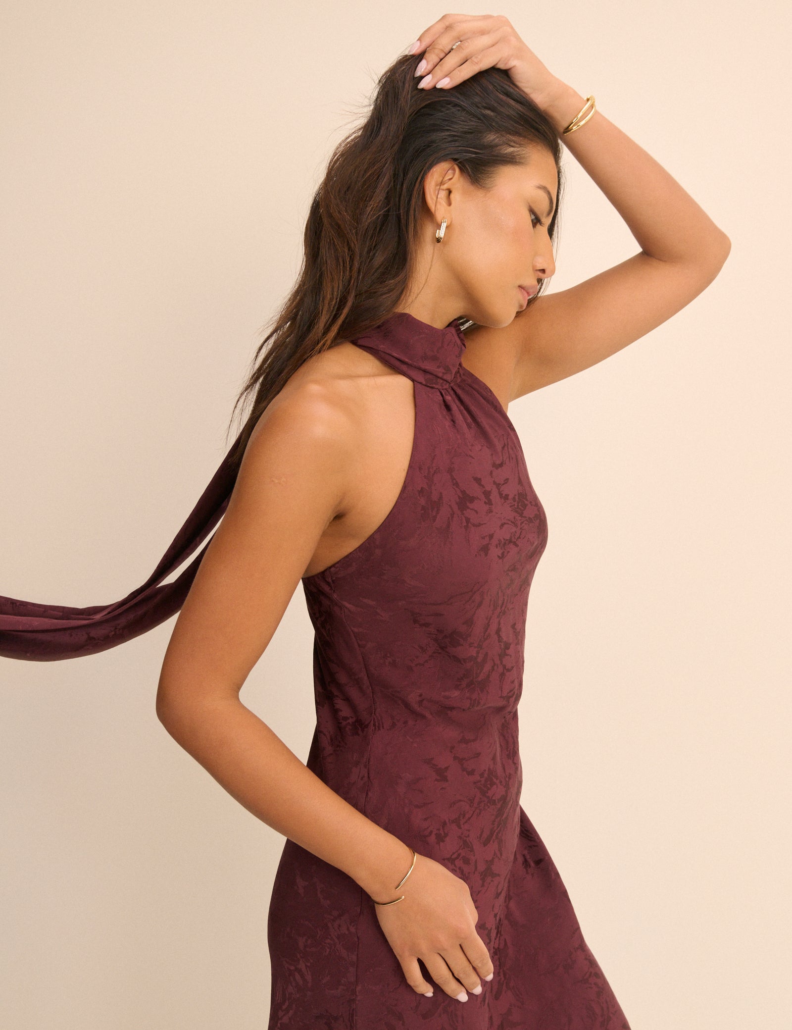 Plum Floral Jacquard Fifi Maxi Dress