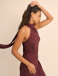 Plum Floral Jacquard Fifi Maxi Dress