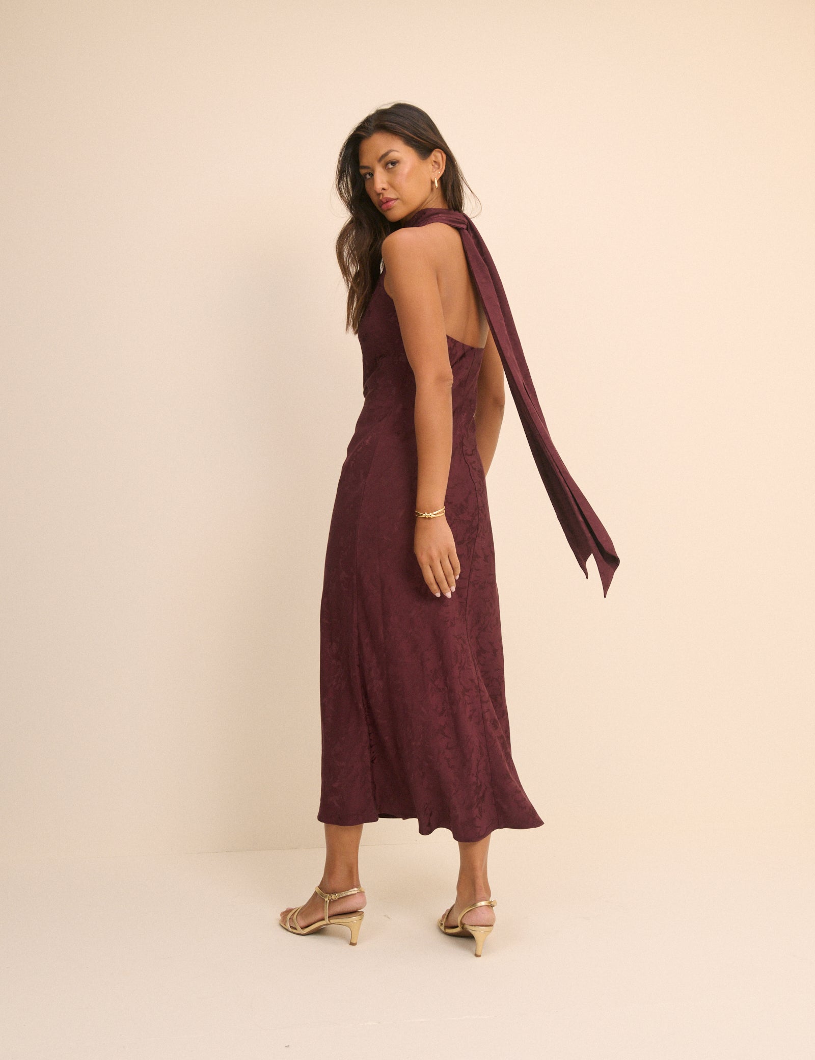 Plum Floral Jacquard Fifi Maxi Dress