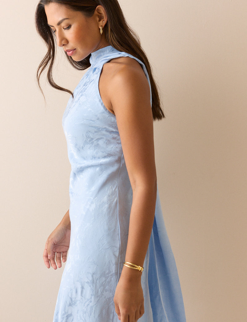 Baby Blue Floral Jacquard Fifi Maxi Dress