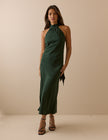 Emerald Green Floral Jacquard Fifi Maxi Dress