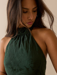 Emerald Green Floral Jacquard Fifi Maxi Dress