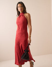 Red Floral Jacquard Fifi Maxi Dress