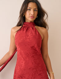 Red Floral Jacquard Fifi Maxi Dress