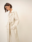 Cream Double-Breasted Lightweight Trench Coat