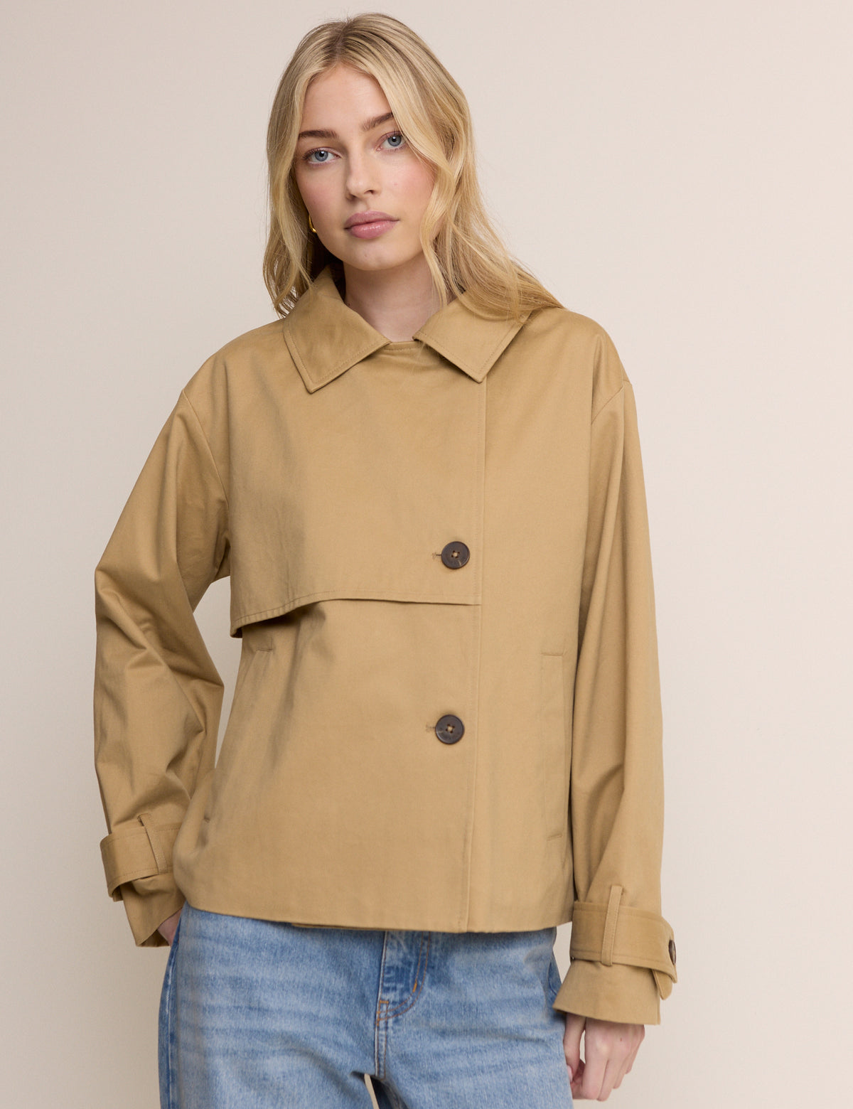 Camel Tie Trench Jacket