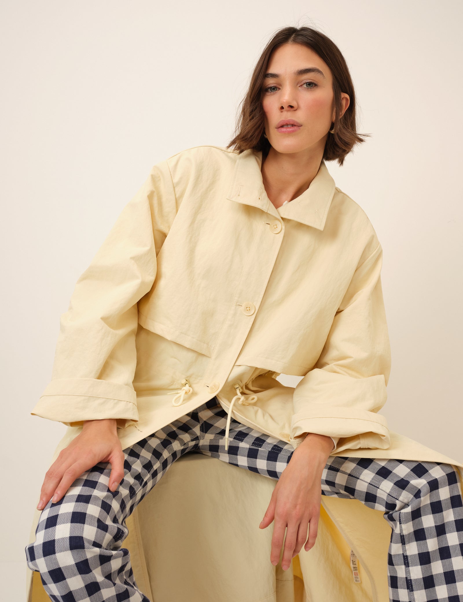 Butter Yellow Longline Funnel Neck Parka Jacket